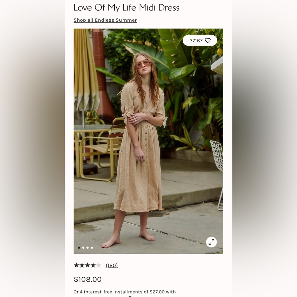 Free People Love of My Life Midi Dress. Size M